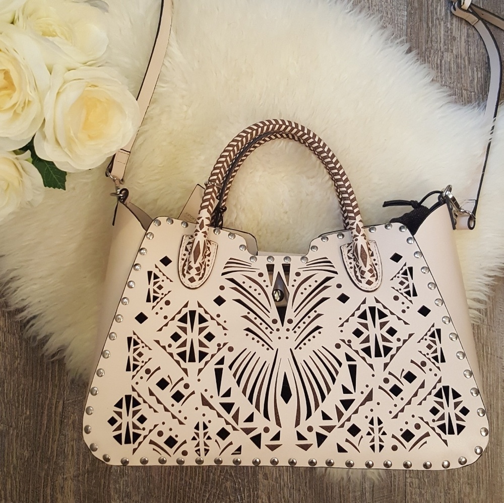 New Cromia Italian Geniune Leather Cream Bag NWT